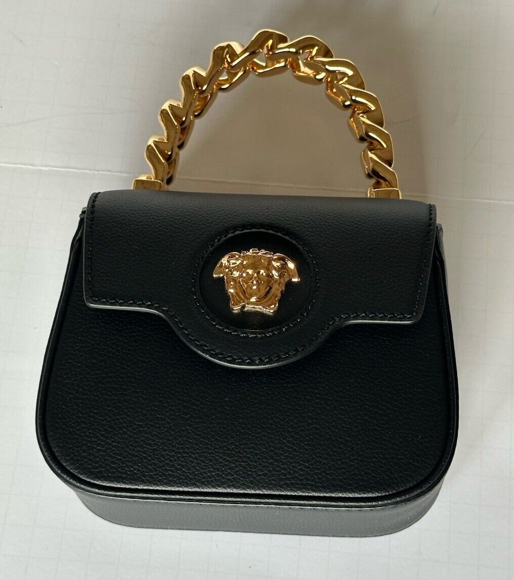 Versace Leather Black and Gold Chain Mini Top Handle Bag 1003016 IT NWT $1650