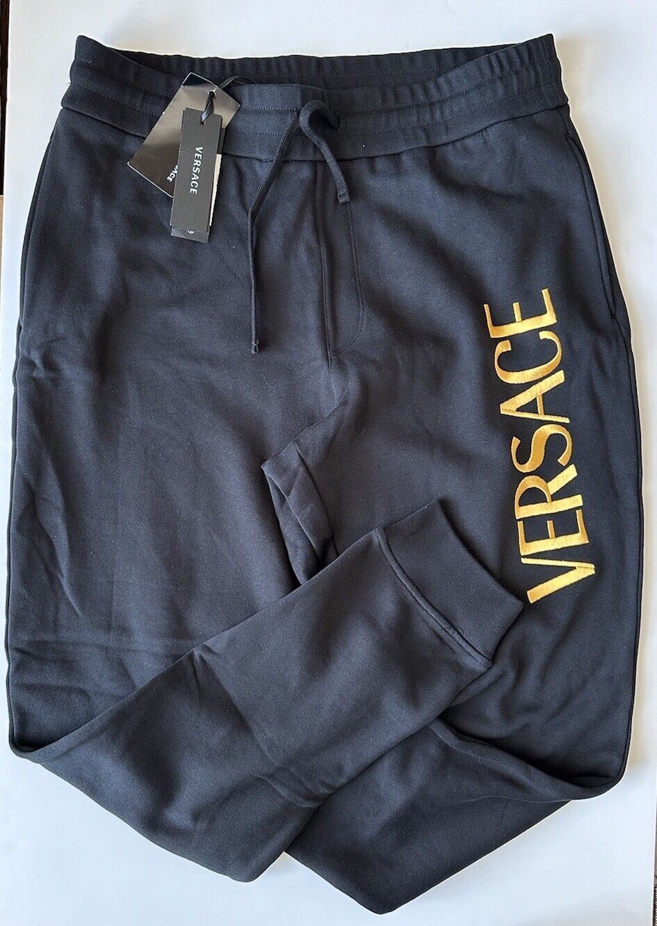 Versace Gold Versace Embroidered Black Activewear Pants L 1011845 NWT $800