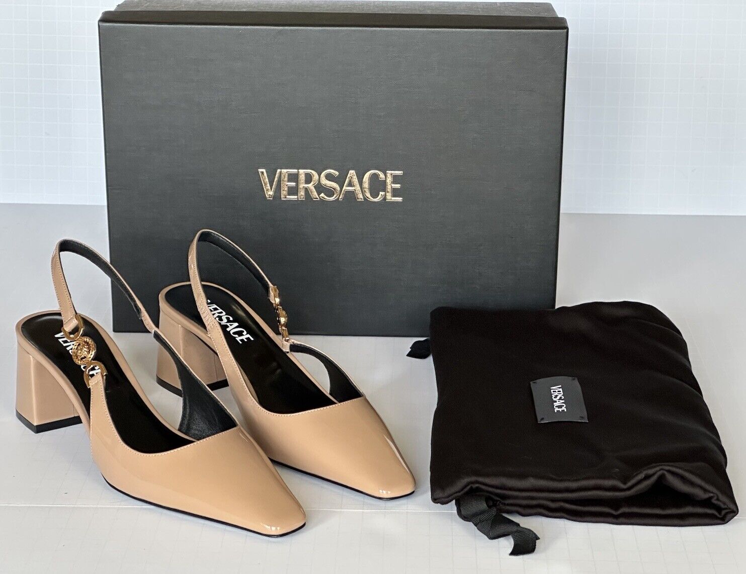 Versace Sling Back Women’s Leather Shoes Blush 7 US (37 Eu) 1013740 IT NIB $825