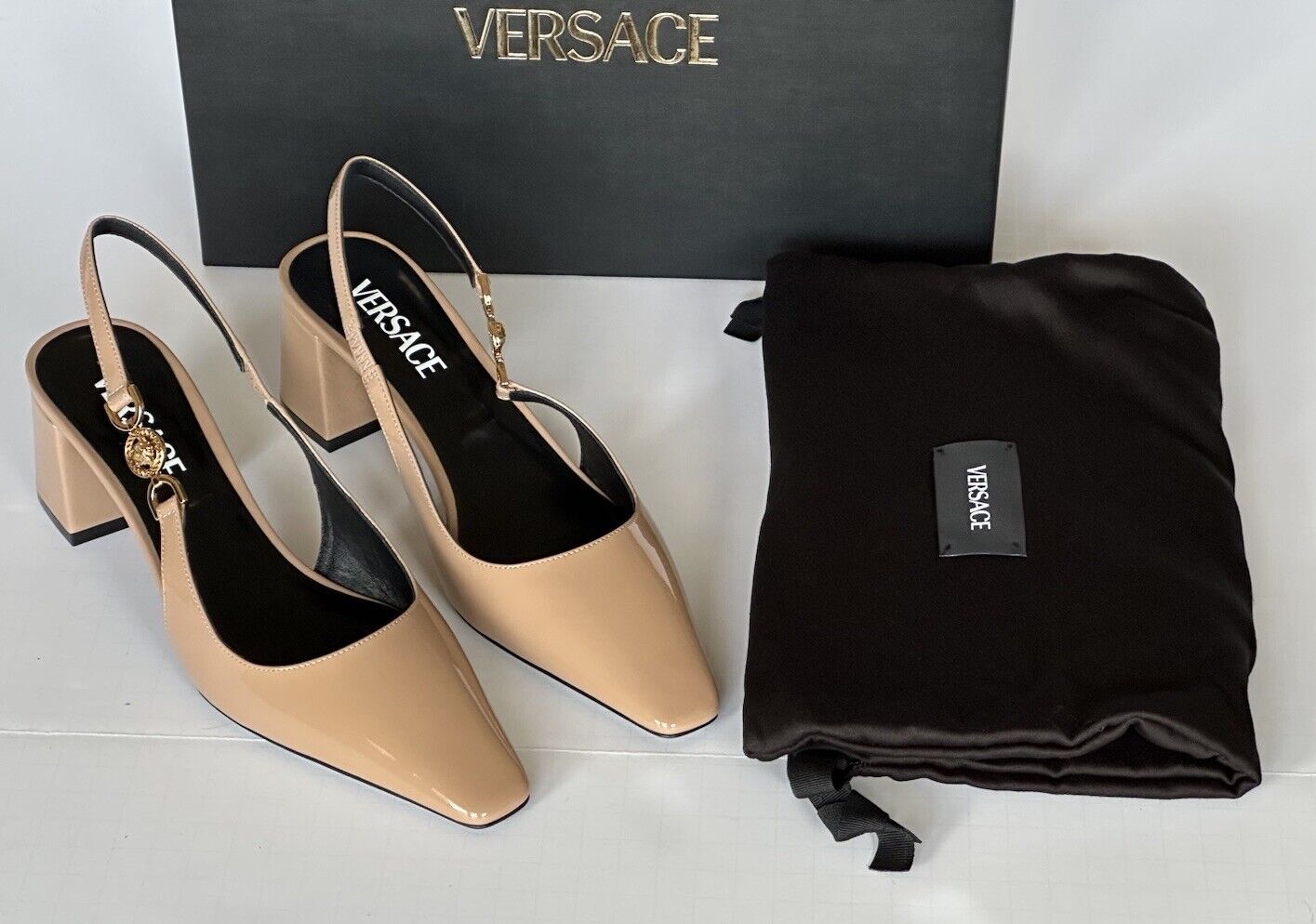 Versace Sling Back Women’s Leather Shoes Blush 7 US (37 Eu) 1013740 IT NIB $825