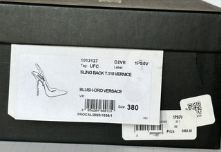 Versace Sling Back Womens Leather Pump Shoes Blush 8 US (38) 1012127 IT NIB $850