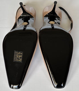 Versace Sling Back Womens Leather Pump Shoes Blush 8 US (38) 1012127 IT NIB $850