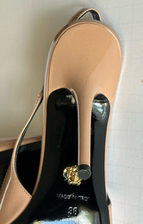 Versace Sling Back Womens Leather Pump Shoes Blush 8 US (38) 1012127 IT NIB $850