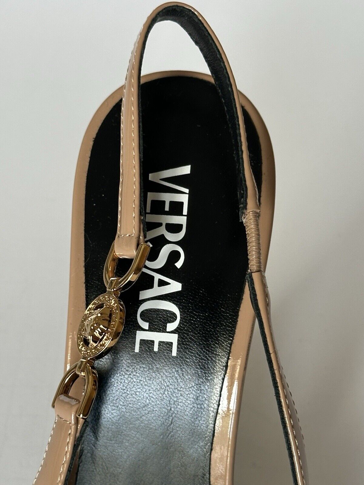 Versace Sling Back Womens Leather Pump Shoes Blush 8 US (38) 1013740 IT NIB $850