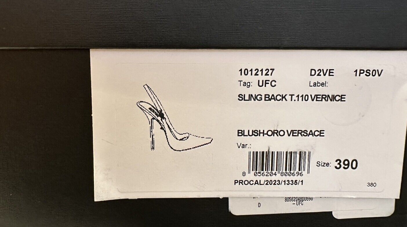 Versace Sling Back Womens Leather Pump Shoes Blush 9 US (39) 1013740 IT NIB $850