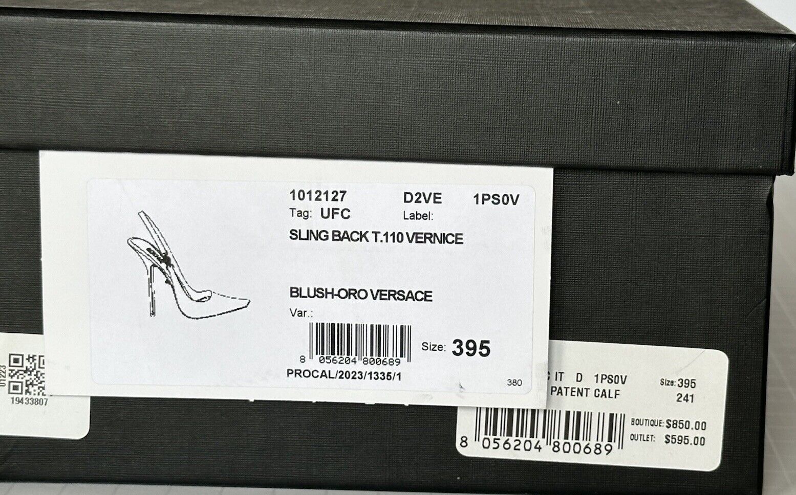 Versace Sling Back Leather Pump Shoes Blush 9.5 US (39.5 Eu) 1013740 IT NIB $850