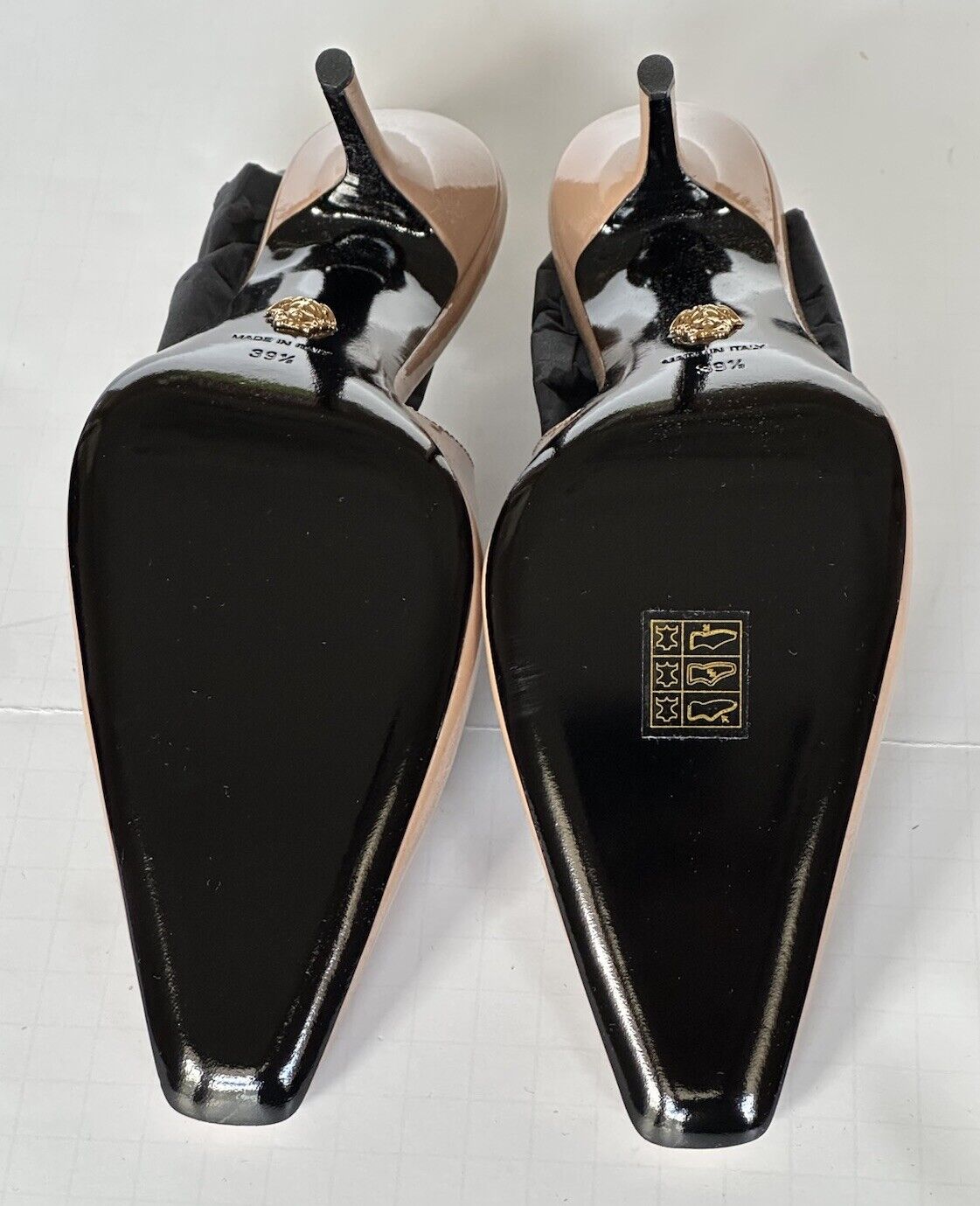 Versace Sling Back Leather Pump Shoes Blush 9.5 US (39.5 Eu) 1013740 IT NIB $850