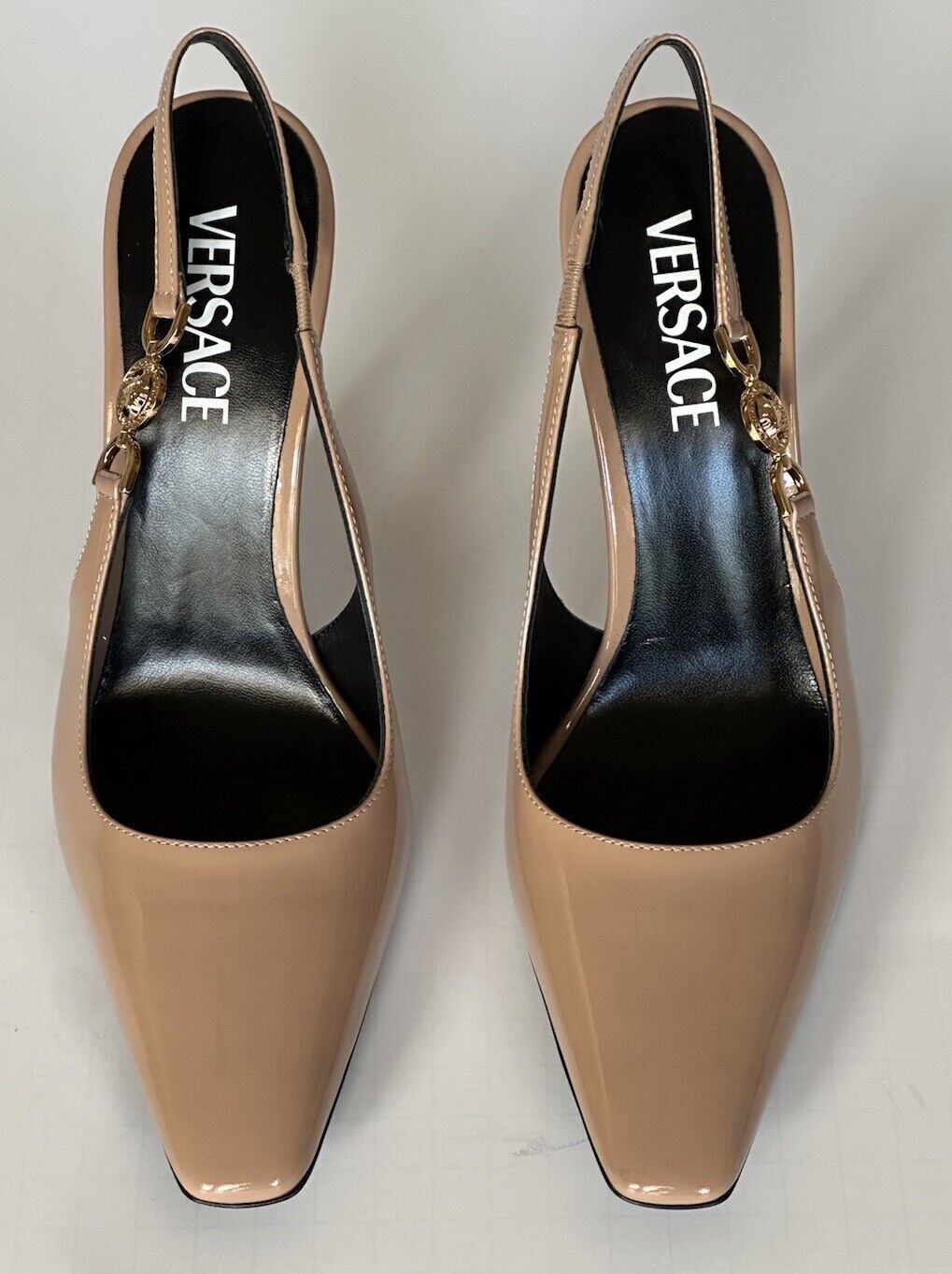 Versace Sling Back Leather Pump Shoes Blush 9.5 US (39.5 Eu) 1013740 IT NIB $850