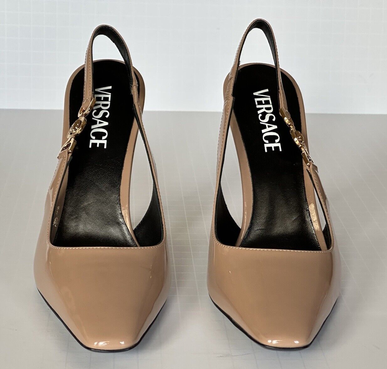 Versace Sling Back Leather Pump Shoes Blush 9.5 US (39.5 Eu) 1013740 IT NIB $850