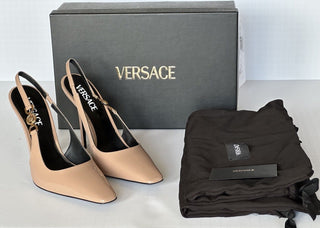 Versace Sling Back Leather Pump Shoes Blush 9.5 US (39.5 Eu) 1012127 IT NIB $850
