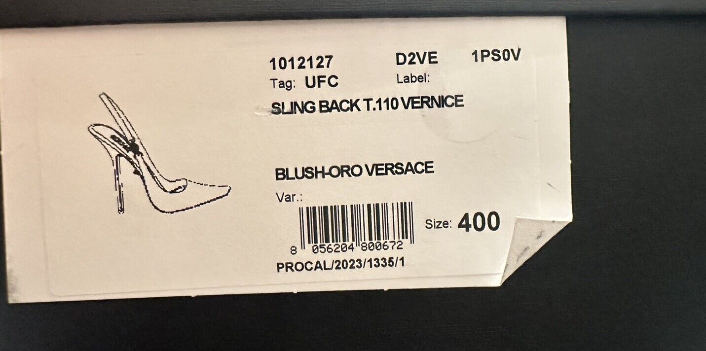 Versace Sling Back Leather Pump Shoes Blush 10 US (40 Euro) 1013740 IT NIB $850