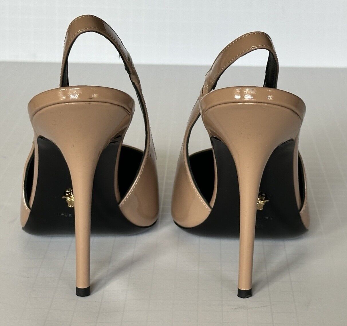 Versace Sling Back Leather Pump Shoes Blush 10 US (40 Euro) 1013740 IT NIB $850