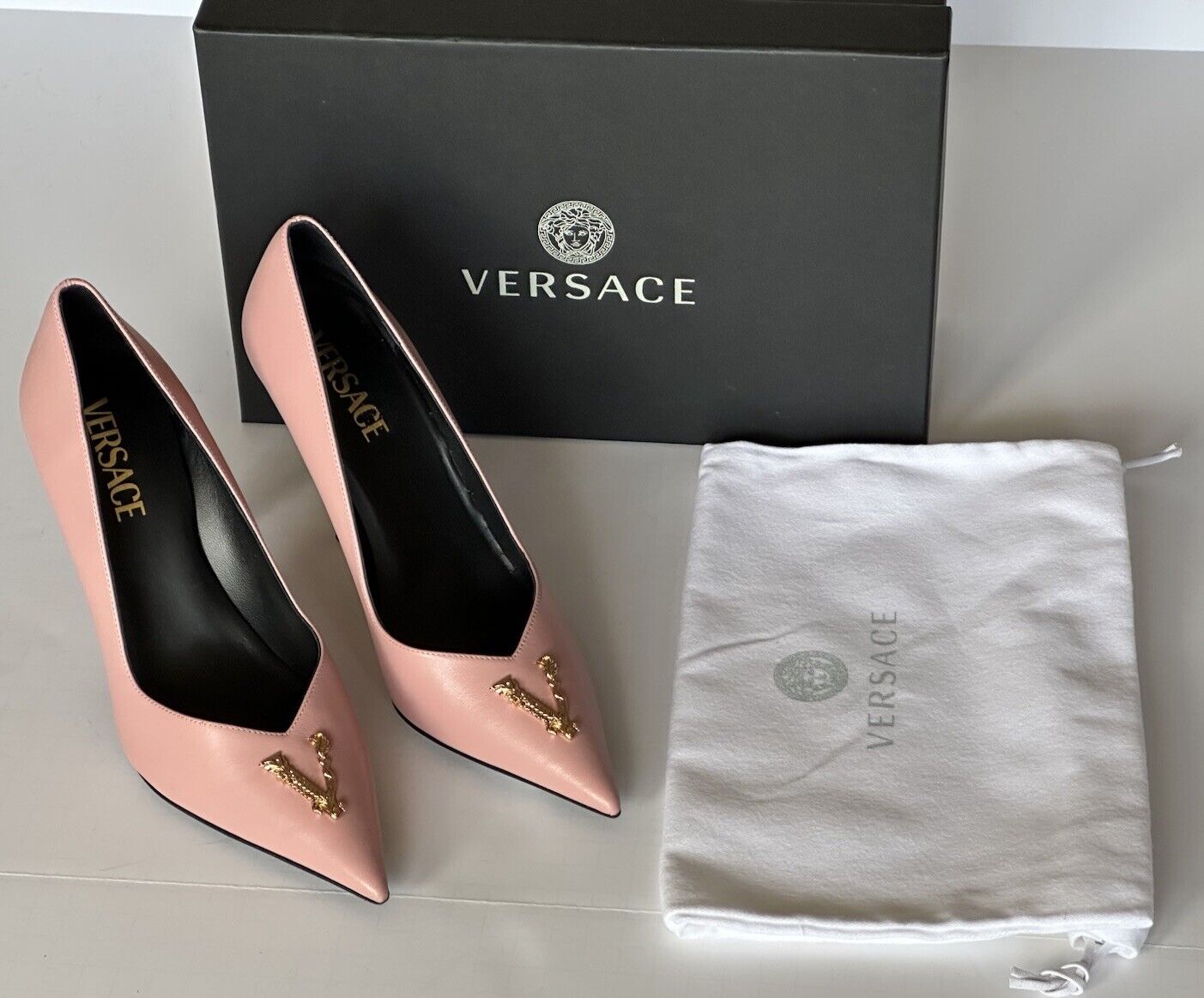 Versace Women's Leather Pump Shoes Dark Rose 7 US (37 Euro) 1014744 IT NIB $1050