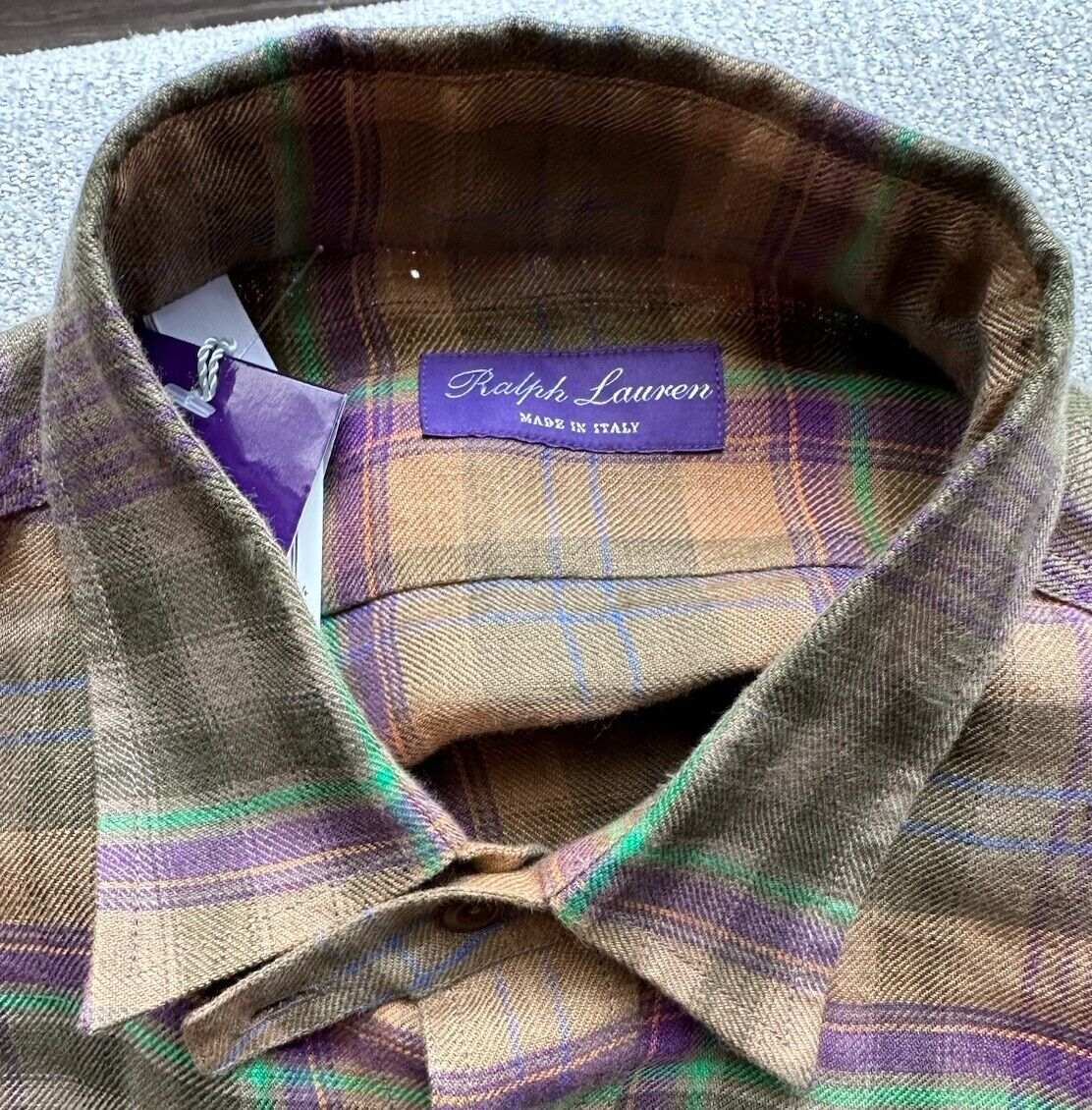 Ralph Lauren Purple Label Olive Men's Linen Shirt M Made in Italy NWT $595