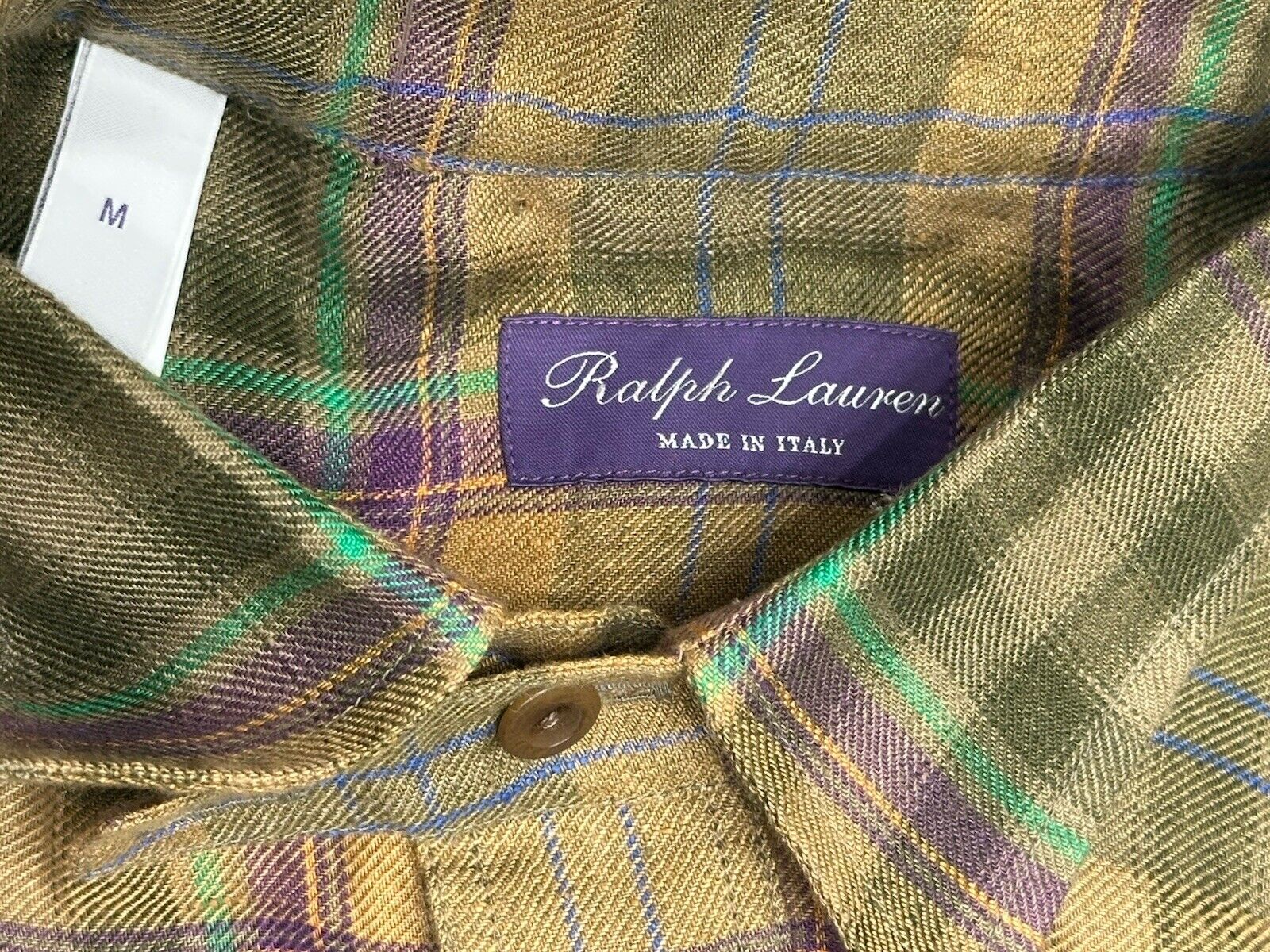 Ralph Lauren Purple Label Olive Men's Linen Shirt M Made in Italy NWT $595