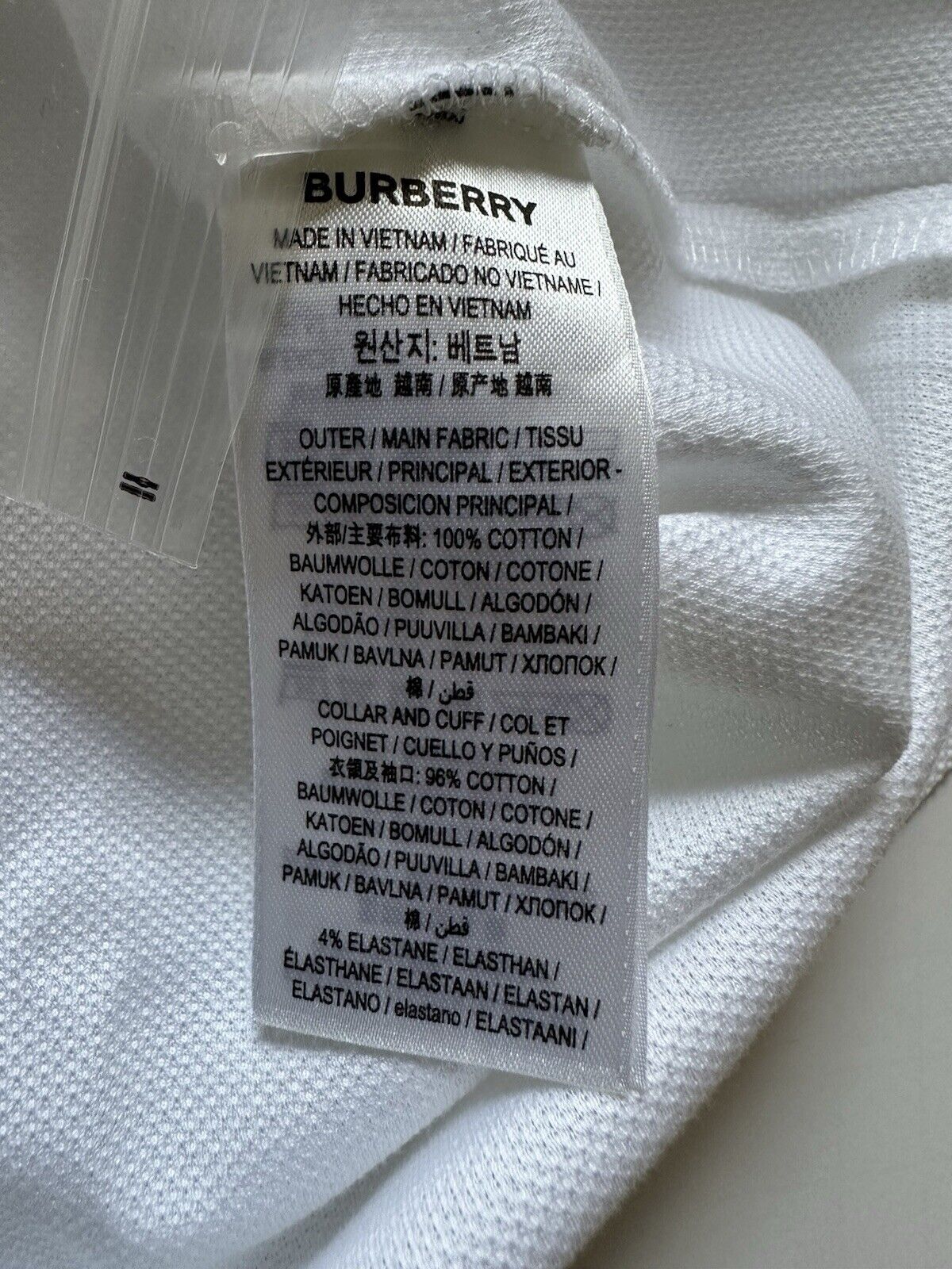 Burberry Check White Short Sleeve Cotton Polo Shirt XL (Fits L) 8066900 NWT $410