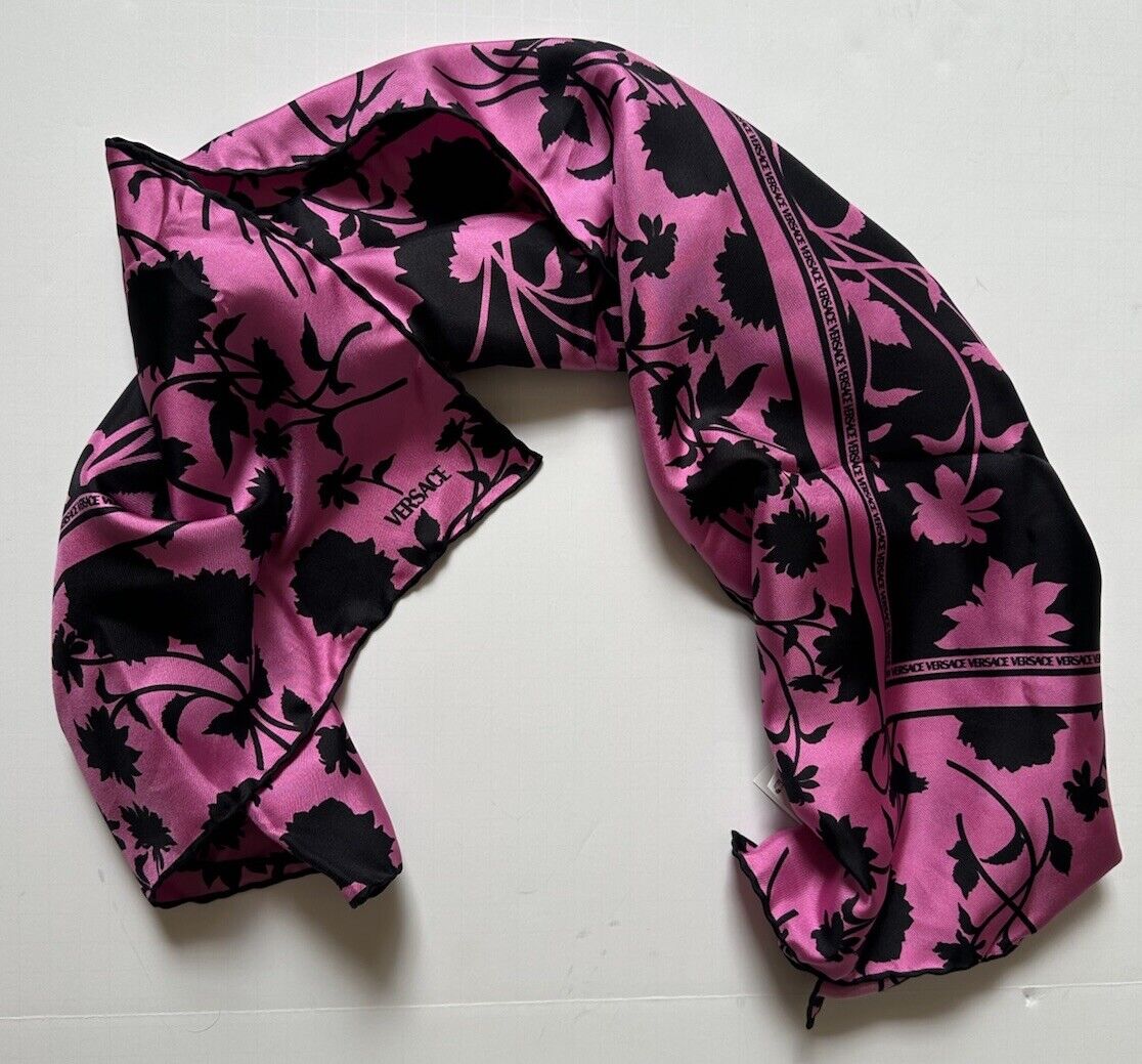 Versace Twill Organic Silk Floral Foulard Pink Scarf 35”x 35” 1001600 New $450