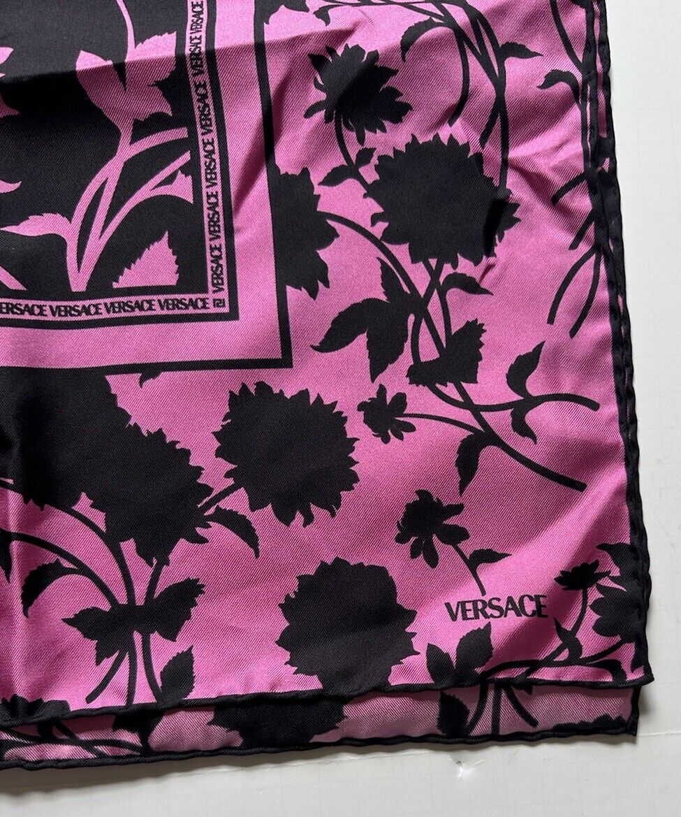 Versace Twill Organic Silk Floral Foulard Pink Scarf 35”x 35” 1001600 New $450