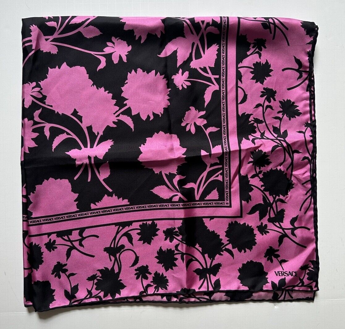 Versace Twill Organic Silk Floral Foulard Pink Scarf 35”x 35” 1001600 New $450