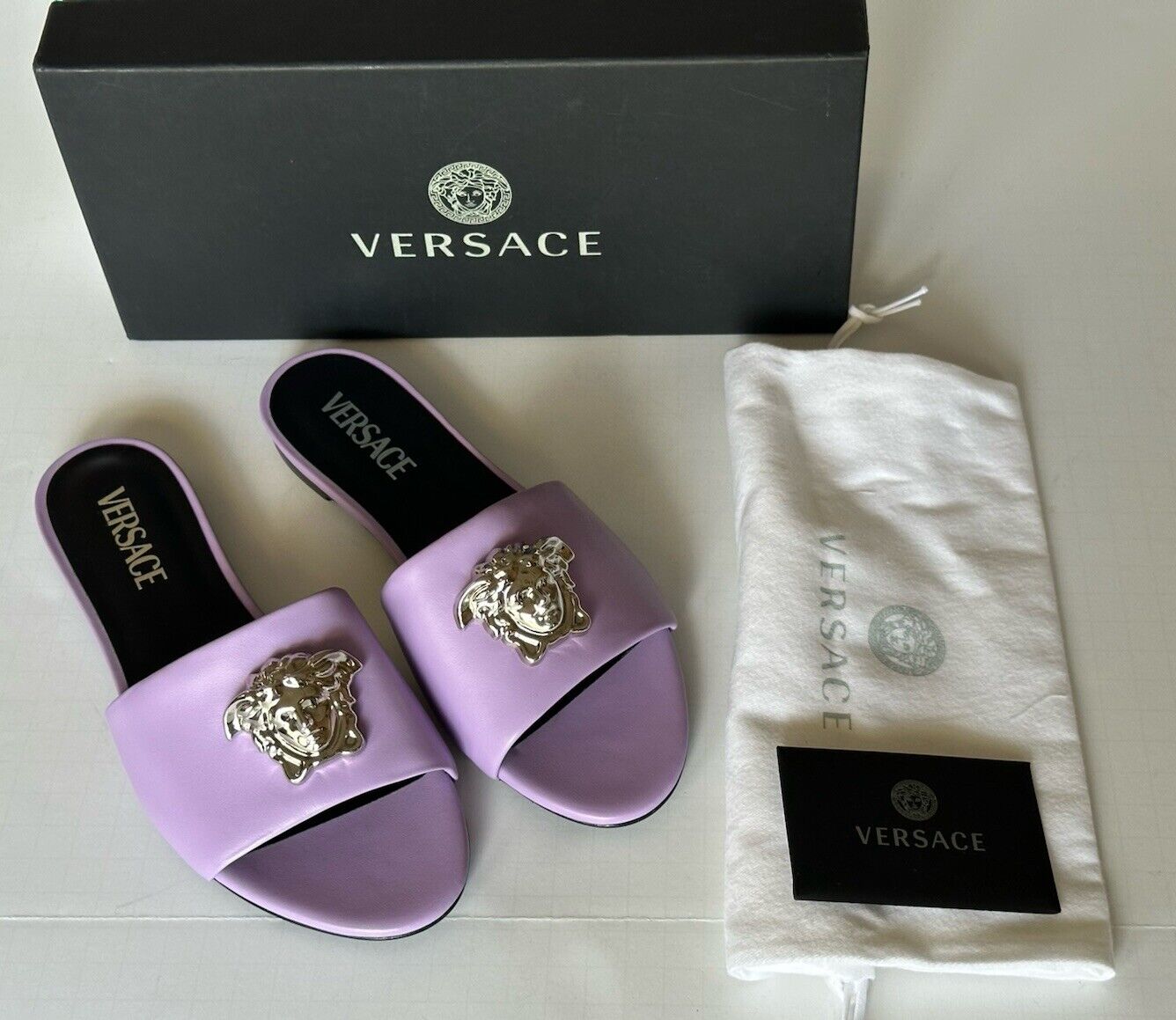 VERSACE Medusa Women's Baby Violet Sandals 9 US (39 Euro) 1009428 Spain NIB $850