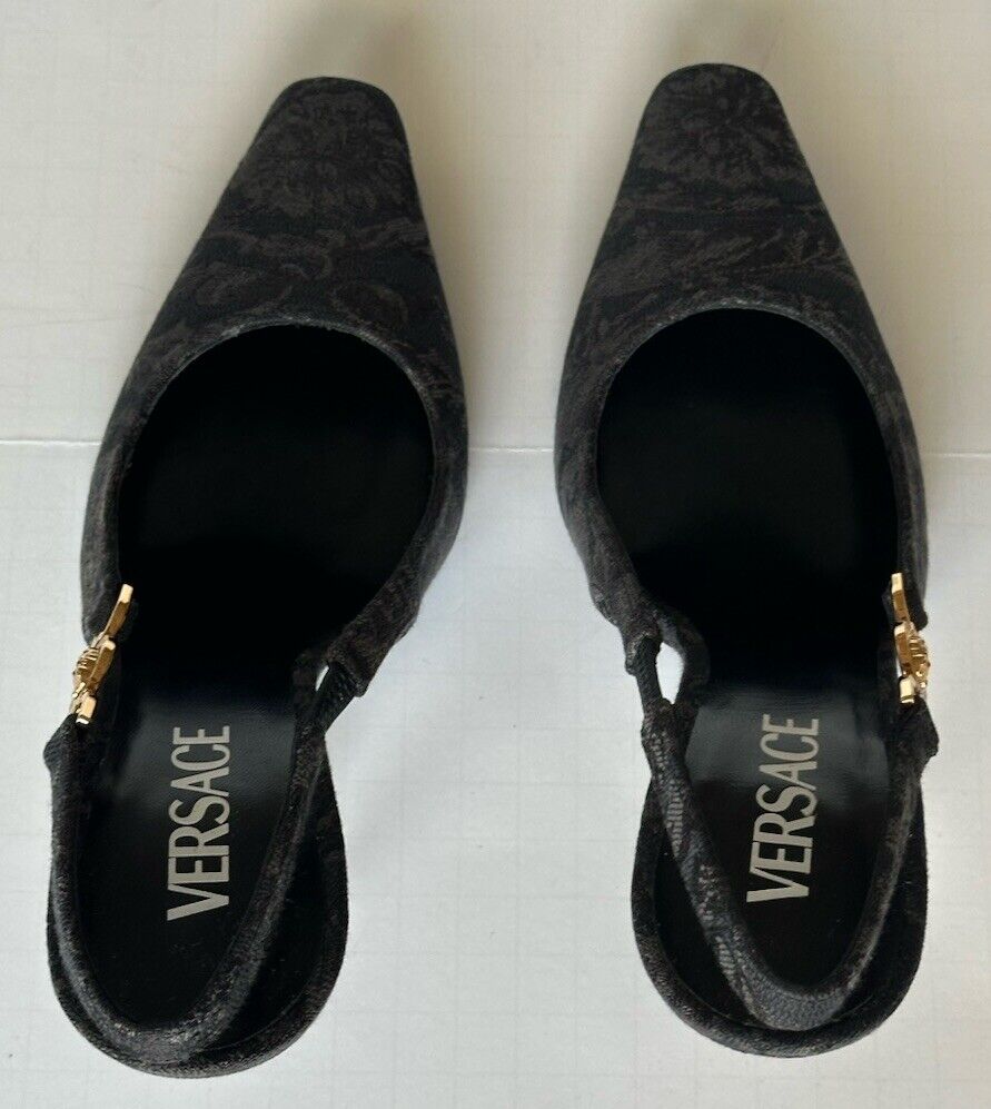 Versace Sling Back Womens Leather Pump Shoes Black 8 US (38) 1012428 IT NIB $790