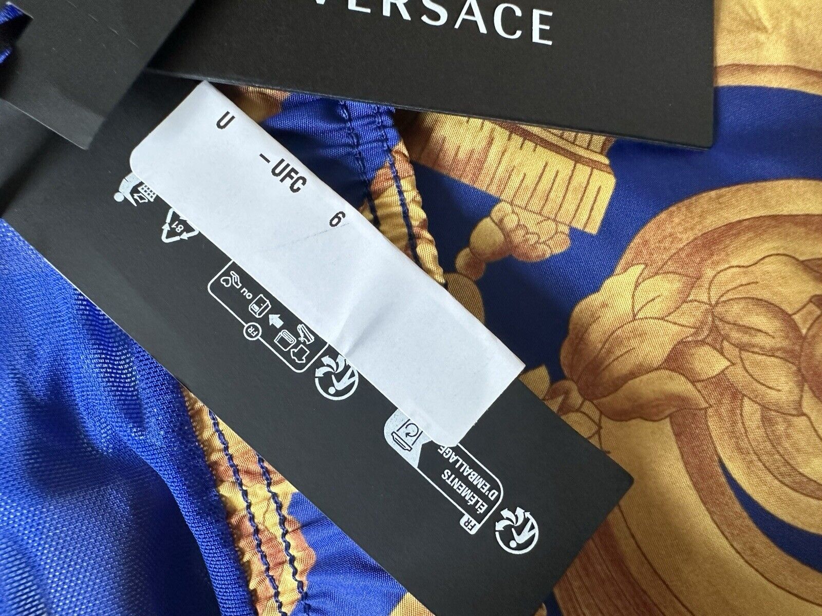 Versace Renaissance Men's Blue/Gold Swim Shorts Size 6 (36”) IT 1006004 NWT $675