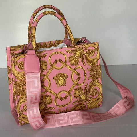 Versace Top Handle Small Tote Fabric/Leather Pink/Gold Bag 1014570 IT NWT $1275