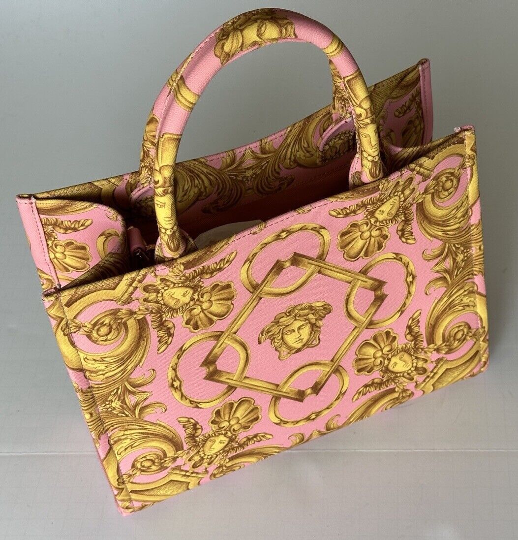 Versace Top Handle Small Tote Fabric/Leather Pink/Gold Bag 1014570 IT NWT $1275