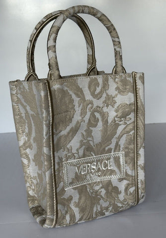 Versace Top Handle Barocco Mini Tote Fabric/Leather Beige Bag 1010951 New $1275