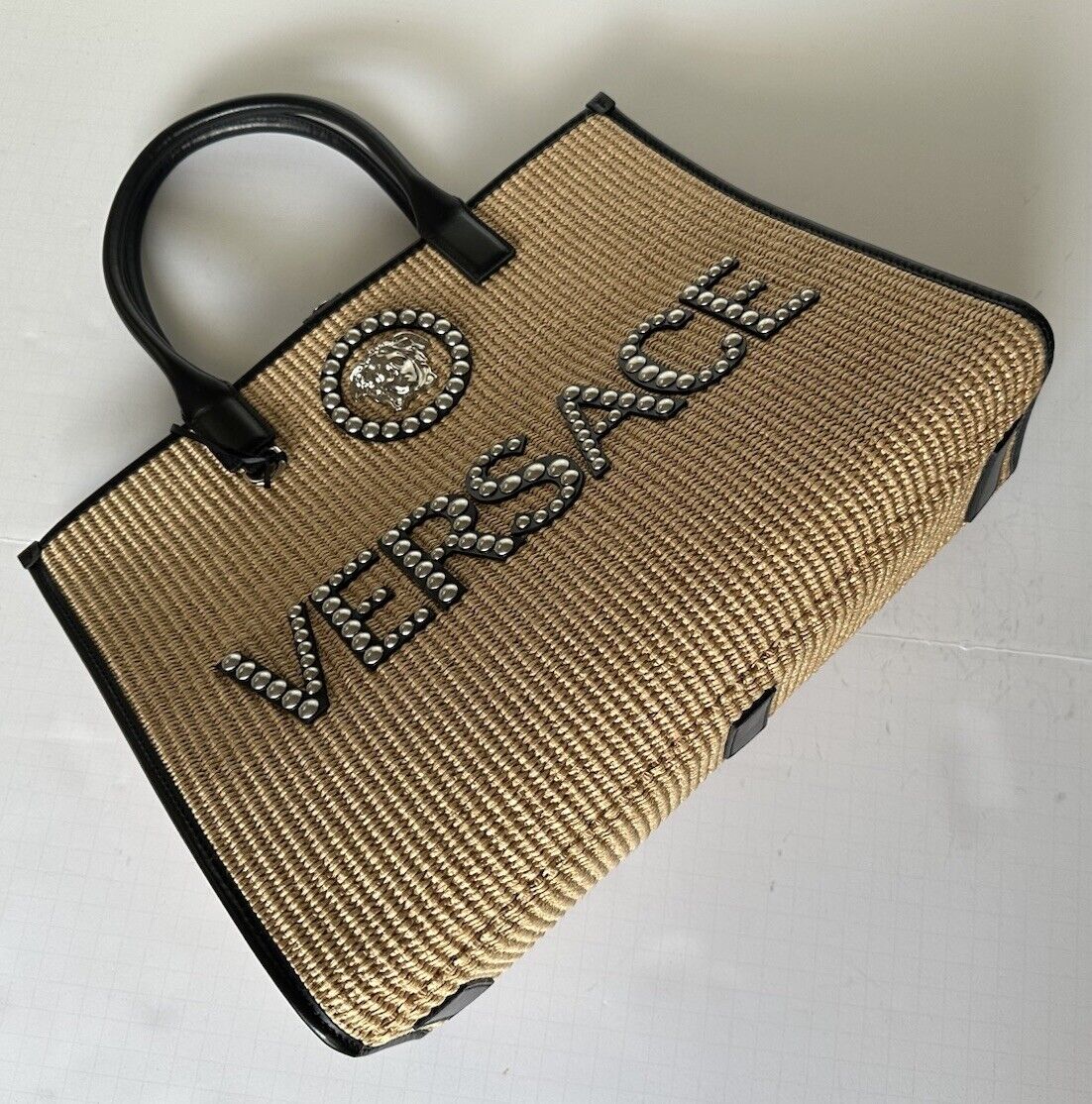 Versace Medusa Top Handle Large Tote Fabric/Leather Bag 1004741 IT NWT $2075