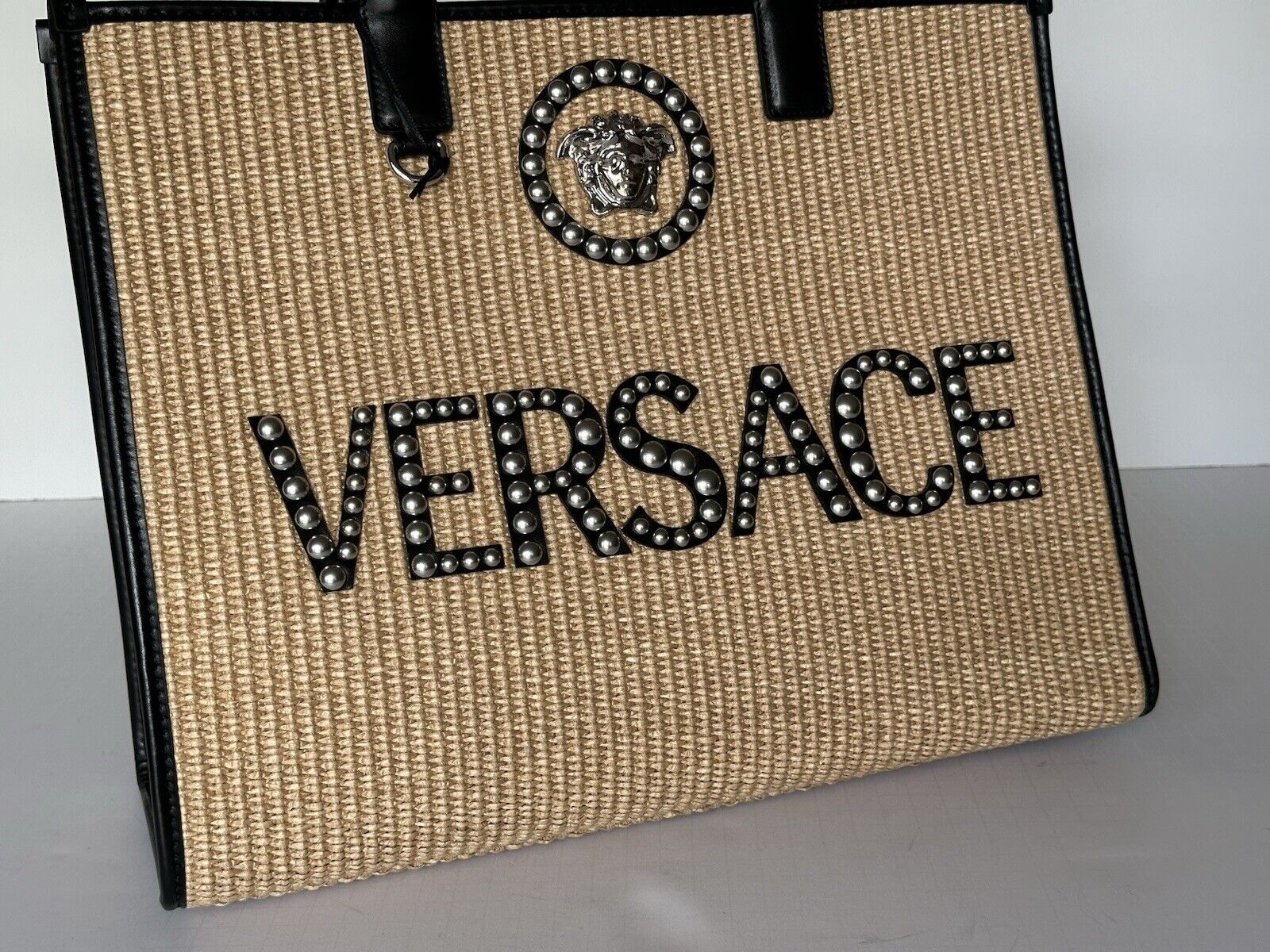 Versace Medusa Top Handle Large Tote Fabric/Leather Bag 1004741 IT NWT $2075