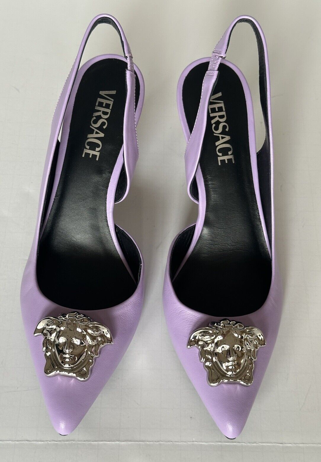 Versace Sling Back Womens Leather Pump Shoes Baby Violet 7 US (37) 1009701 $1050