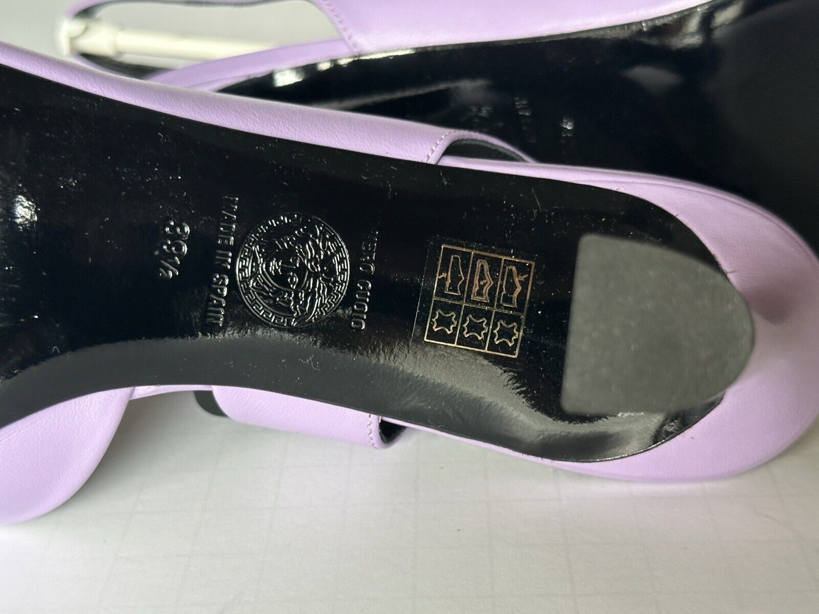 Versace Sling Back Women‘s Leather Pump Shoes Baby Violet 9.5 US 1009701 $1050