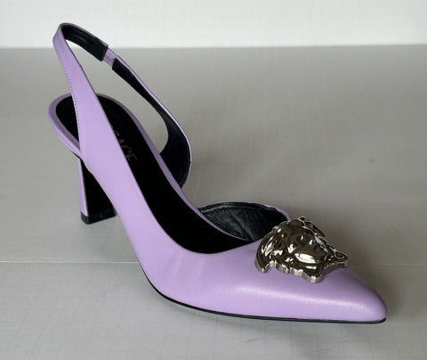 Versace Sling Back Women‘s Leather Pump Shoes Baby Violet 10.5 US 1009701 $1050