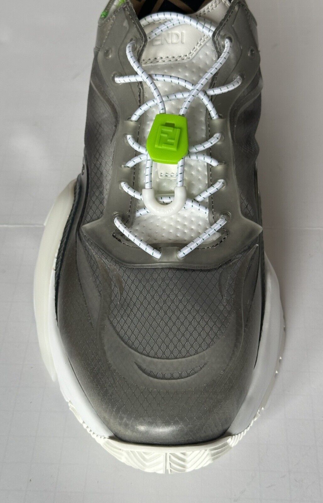 Fendi Flow Men's Gray/White/Green Sneakers 11 US (Fendi 10) 7E1583 IT NIB $930