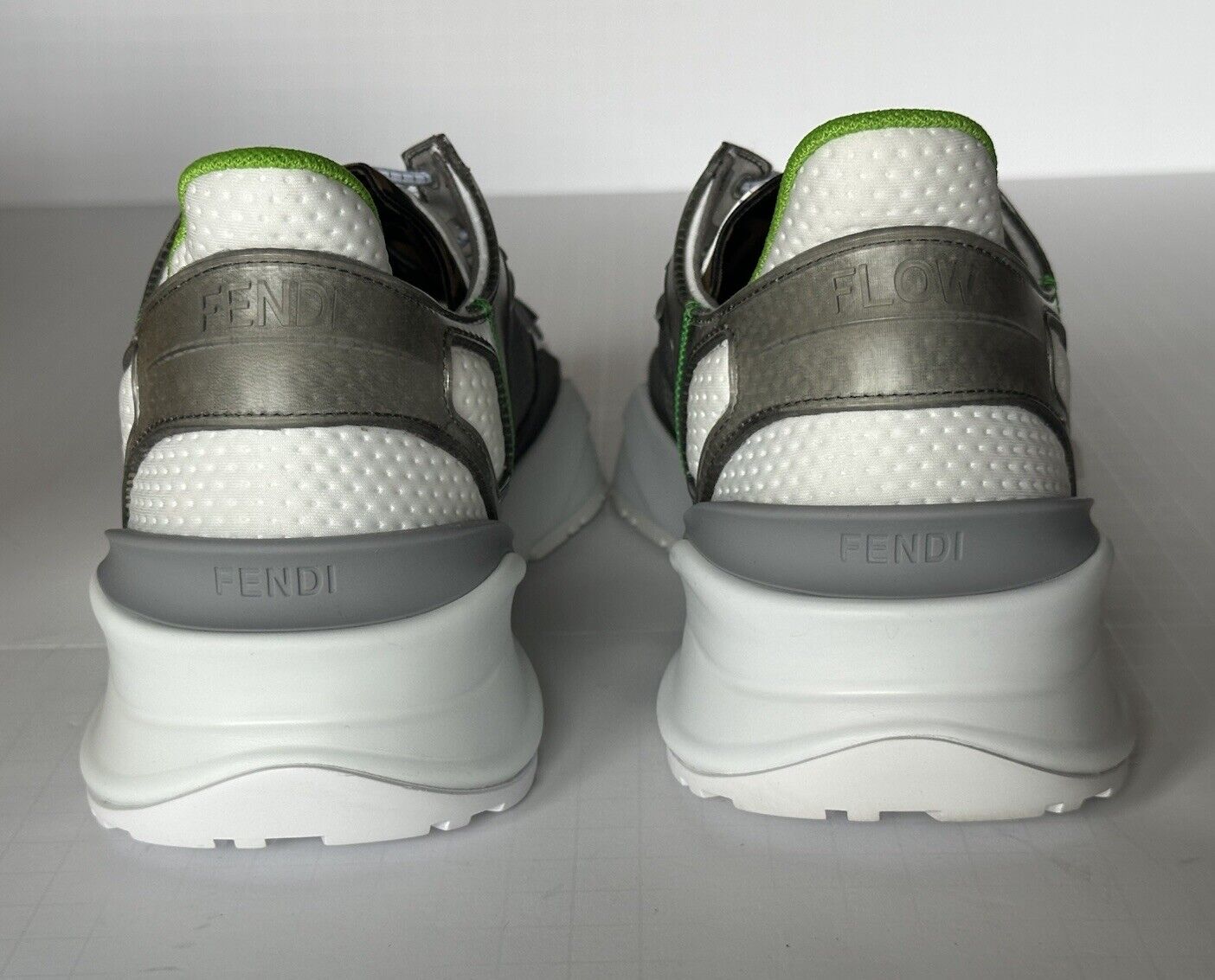 Fendi Flow Men's Gray/White/Green Sneakers 11 US (Fendi 10) 7E1583 IT NIB $930