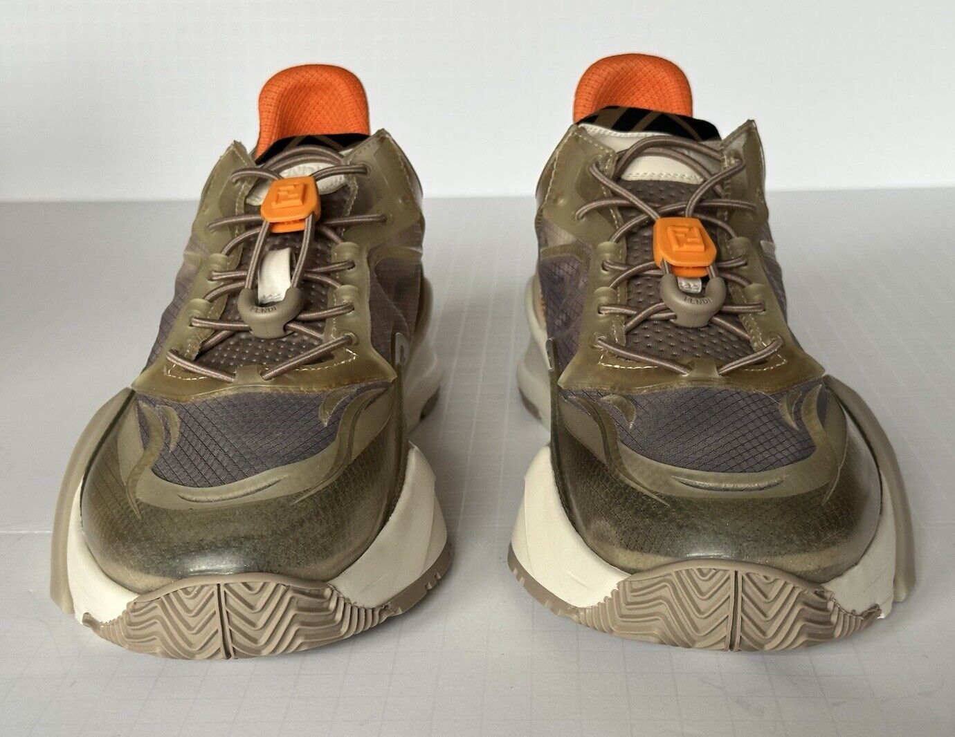 Fendi Flow Men's Gray/Orange Sneakers 11 US (Fendi 10) 7E1583 Italy NIB $930