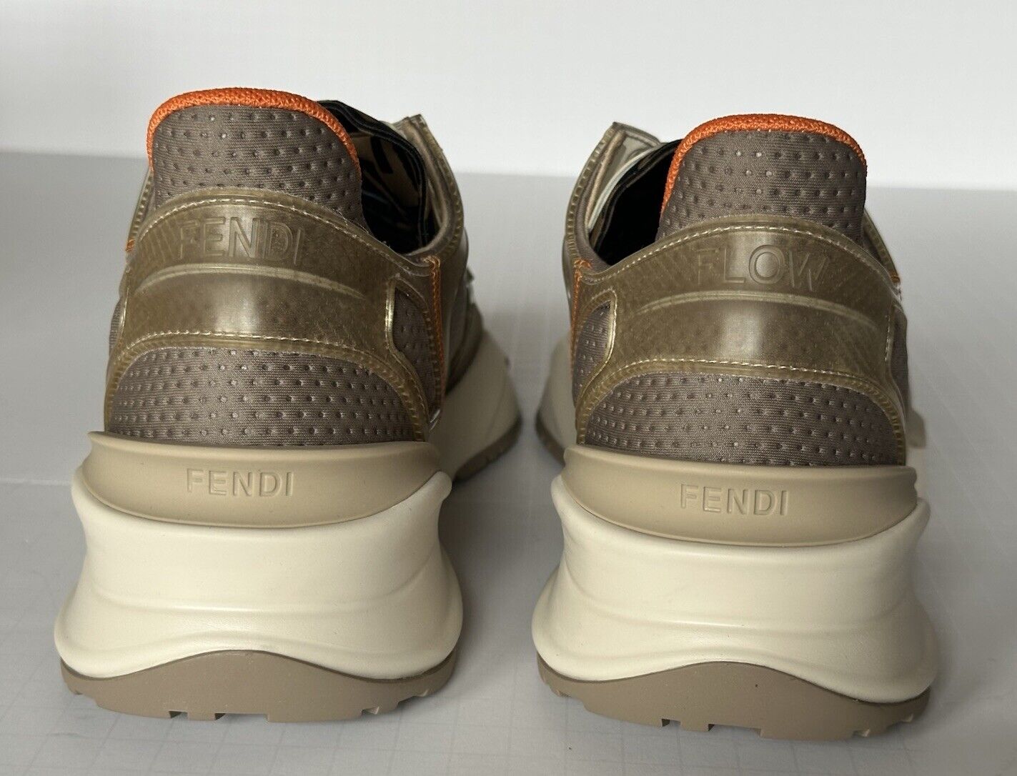 Fendi Flow Men's Gray/Orange Sneakers 11 US (Fendi 10) 7E1583 Italy NIB $930