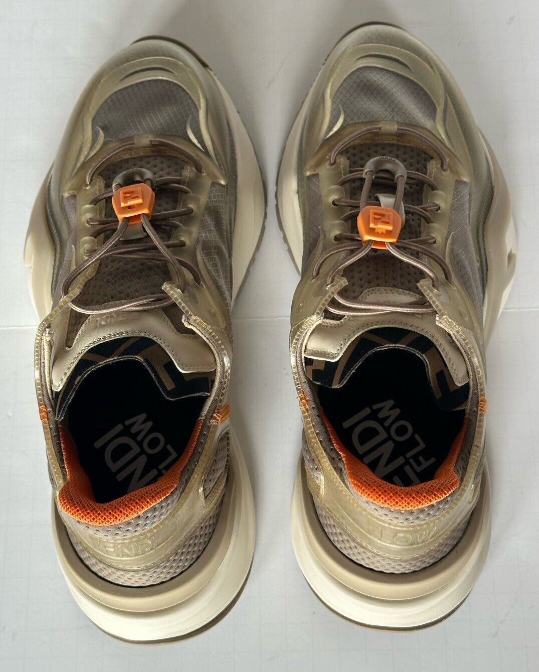 Fendi Flow Men's Gray/Orange Sneakers 11 US (Fendi 10) 7E1583 Italy NIB $930