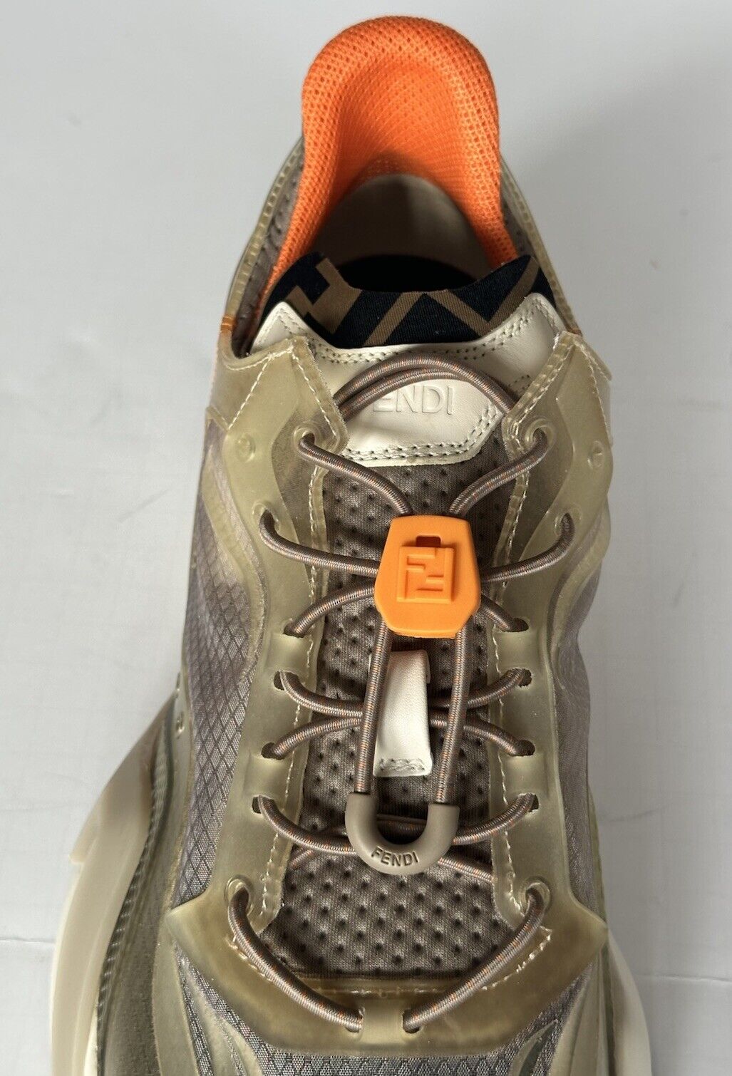 Fendi Flow Men's Gray/Orange Sneakers 10 US (Fendi 9) 7E1583 Italy NIB $930