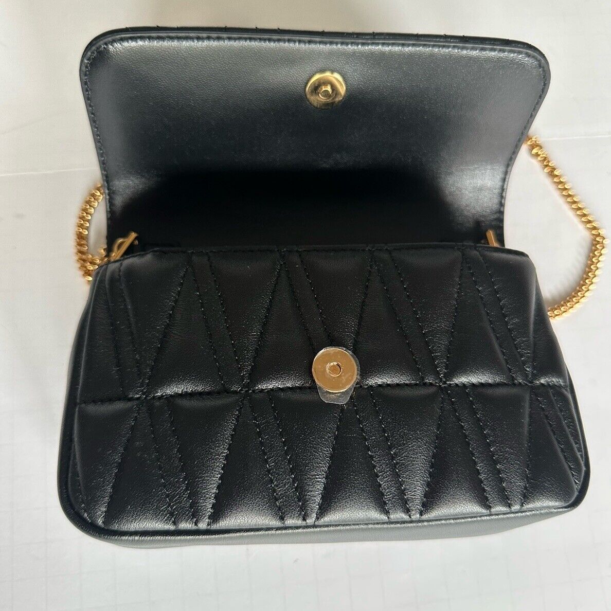 Versace Virtus Quilted Leather Black Crossbody Mini Shoulder Bag DBFI002 NWT