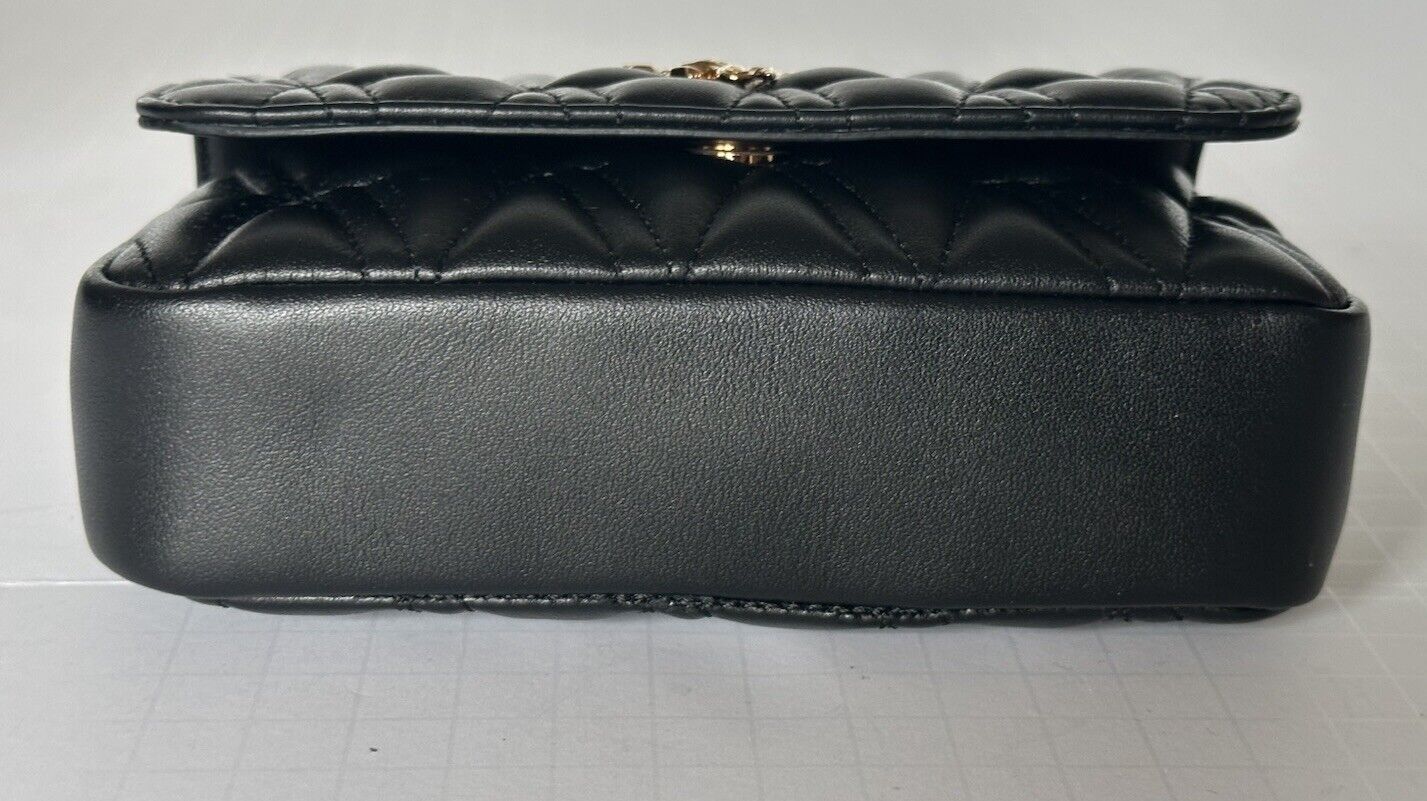 Versace Virtus Quilted Leather Black Crossbody Mini Shoulder Bag DBFI002 NWT