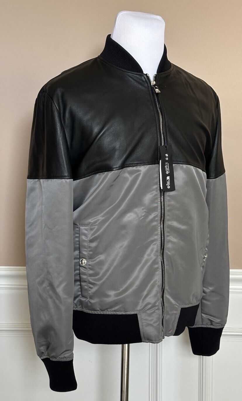 Versace Men’s Leather/Nylon Jacket Black/Gray 42 US (52 Eu) IT 1014408 NWT $2500