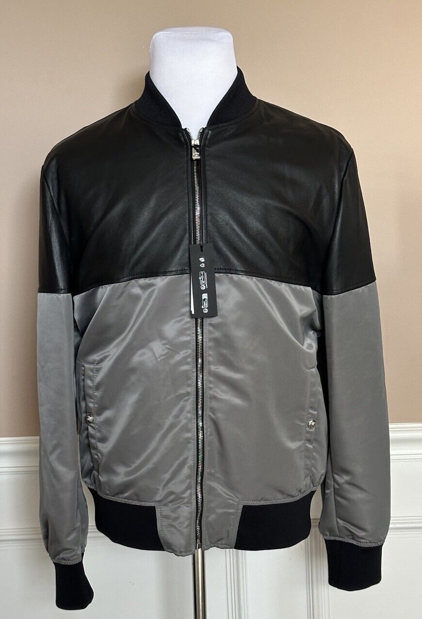 Versace Men’s Leather/Nylon Jacket Black/Gray 42 US (52 Eu) IT 1014408 NWT $2500