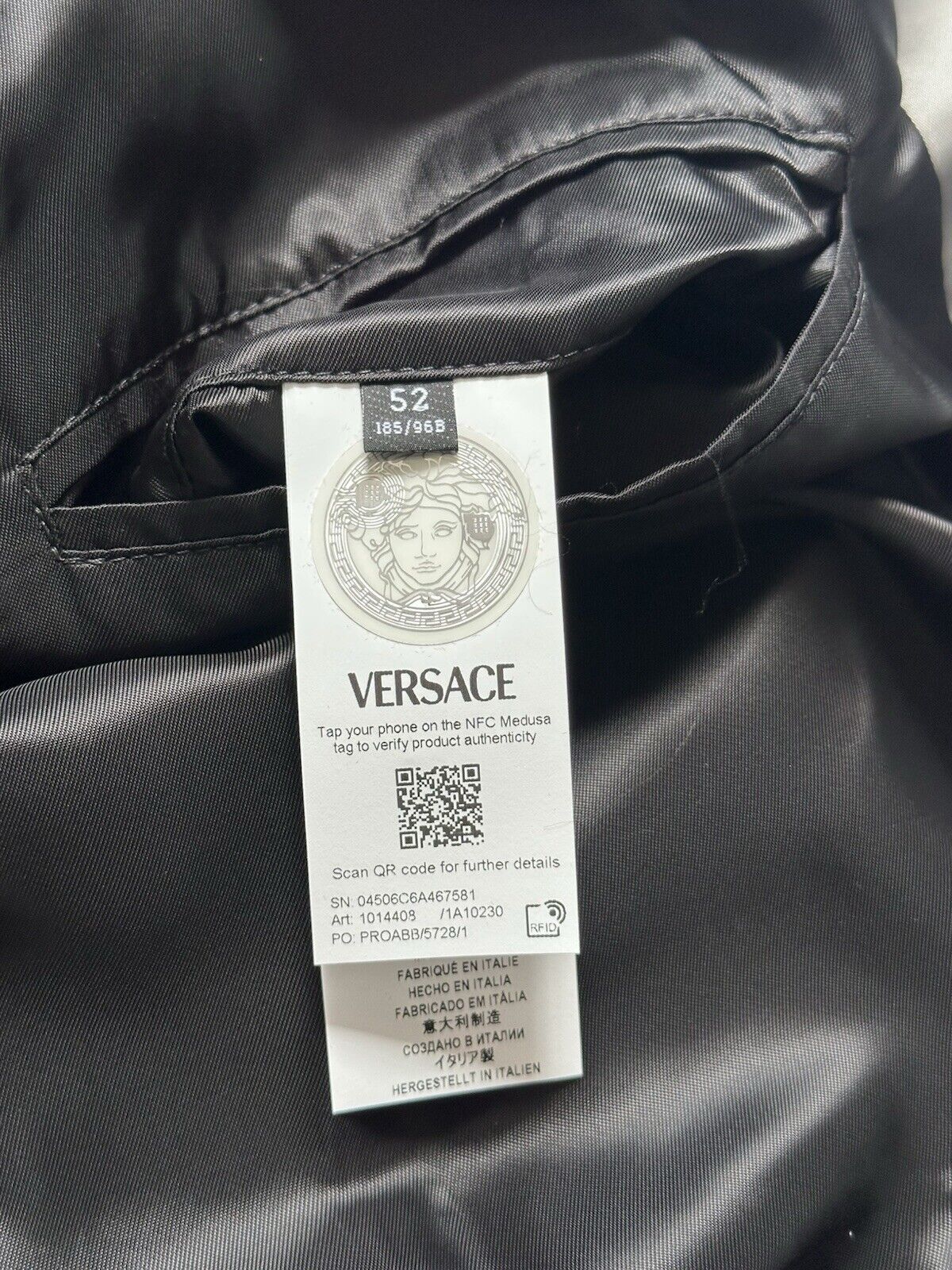 Versace Men’s Leather/Nylon Jacket Black/Gray 42 US (52 Eu) IT 1014408 NWT $2500