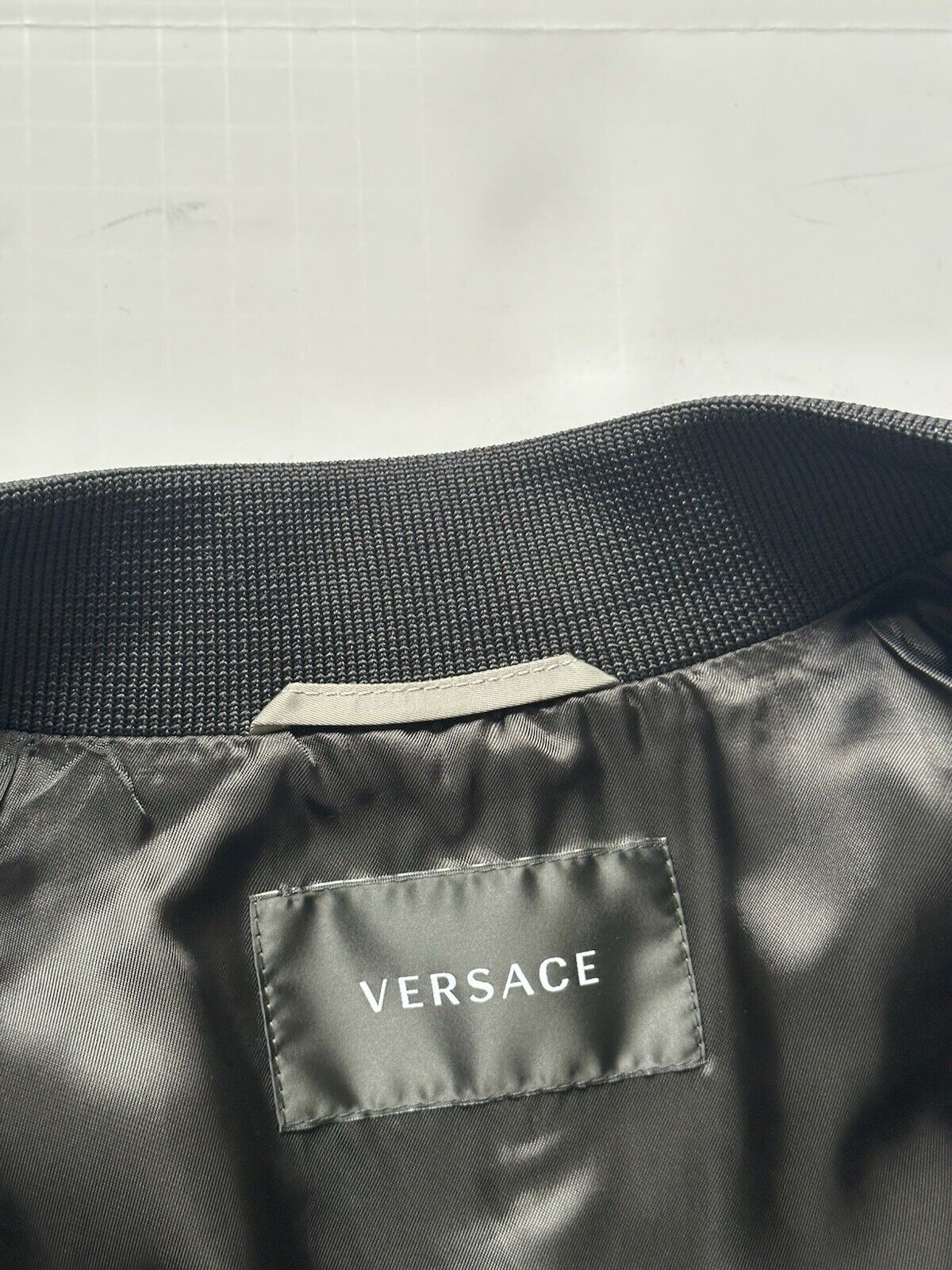 Versace Men’s Leather/Nylon Jacket Black/Gray 42 US (52 Eu) IT 1014408 NWT $2500