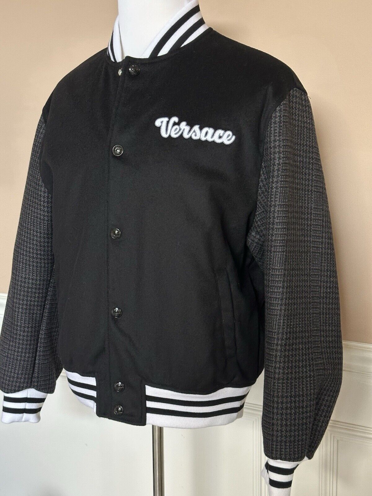 Versace Men's Blouson Jacket Wool/Cloth Black Small (46 Eu) 1014374 NWT $2000