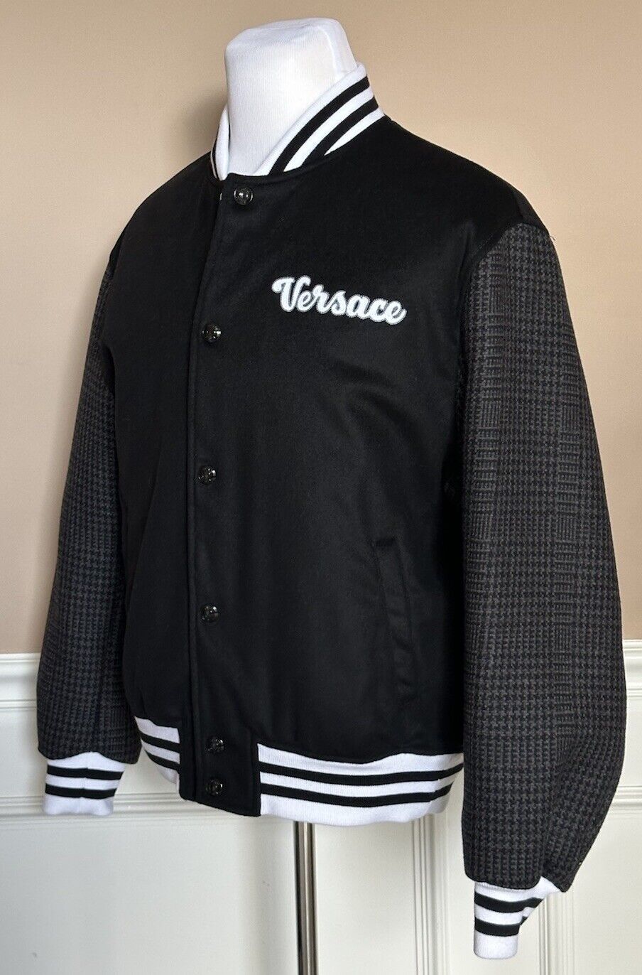 Versace Men's Blouson Jacket Wool/Cloth Black Small (46 Eu) 1014374 NWT $2000