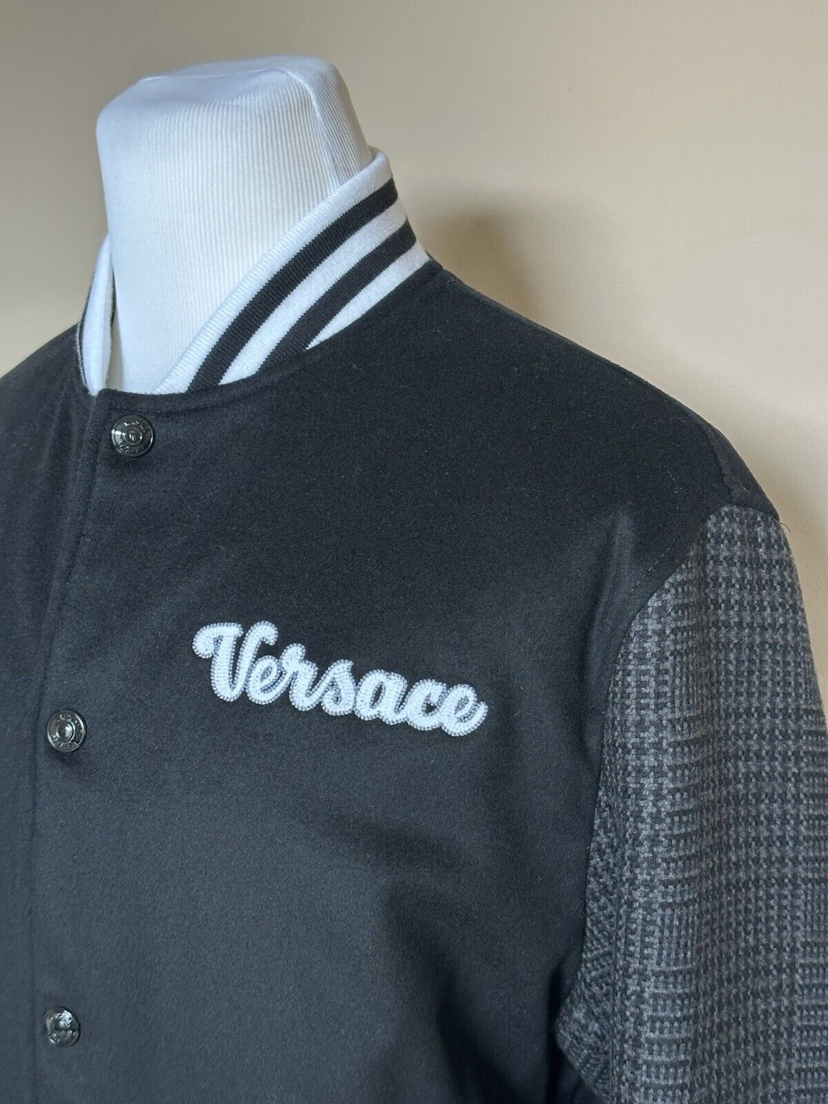 Versace Men's Blouson Jacket Wool/Cloth Black Small (46 Eu) 1014374 NWT $2000