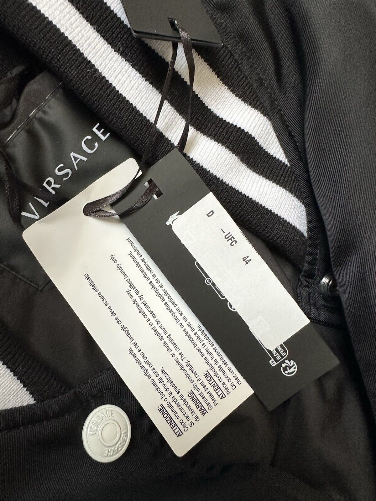 Versace Women's Blouson Nylon/Fabric Logo Jacket Black 10 US (44 Euro) NWT $1900